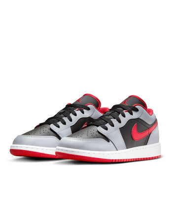 AIR JORDAN 1 LOW (GS) | 553560-060 BLACK/FIRE RED-CEMENT GREY-WHITE