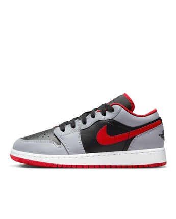 AIR JORDAN 1 LOW (GS) | 553560-060 BLACK/FIRE RED-CEMENT GREY-WHITE