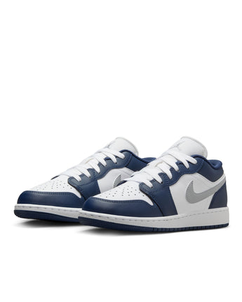 AIR JORDAN 1 LOW (GS) | 553560-141 WHITE/WOLF GREY-MIDNIGHT NAVY