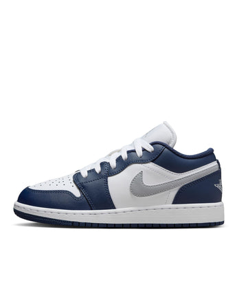 AIR JORDAN 1 LOW (GS) | 553560-141 WHITE/WOLF GREY-MIDNIGHT NAVY