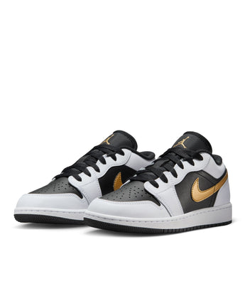 AIR JORDAN 1 LOW (GS) | 553560-172 WHITE/METALLIC GOLD-BLACK