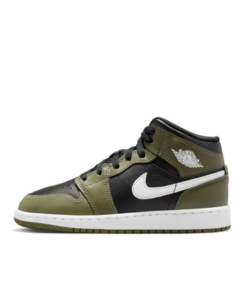 AIR JORDAN 1 MID | DQ8423-092 BLACK/WHITE-MEDIUM OLIVE