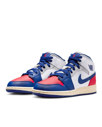 AIR JORDAN 1 MID (GS) | DQ8423-102 WHITE/DEEP ROYAL BLUE-UNIVERSITY RED