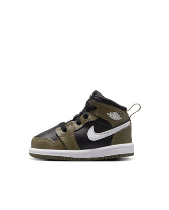 JORDAN 1 MID (TD) | DQ8425-092 BLACK/WHITE-MEDIUM OLIVE