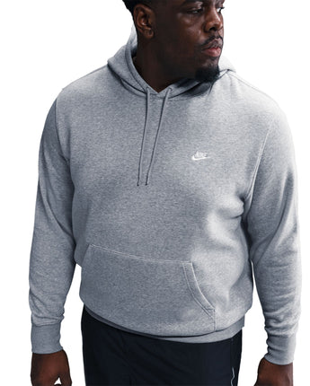 NIKE CLUB BB PULL-OVER HOODIE | FN3859-063 DK GREY HEATHER/LT SMOKE GREY/WHITE