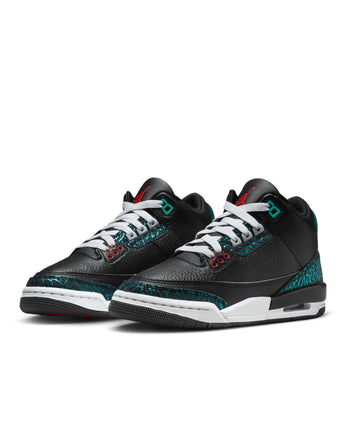 AIR JORDAN 3 RETRO (GS) | FV5437-001 BLACK/SIREN RED-HYPER JADE-WHITE