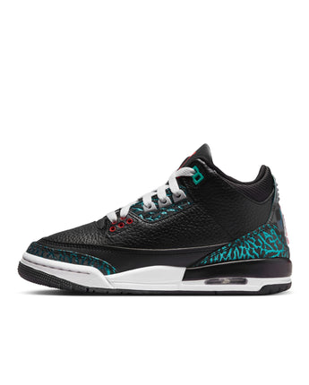 AIR JORDAN 3 RETRO (GS) | FV5437-001 BLACK/SIREN RED-HYPER JADE-WHITE