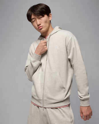 JORDAN BROOKLYN FLEECE FULL ZIP HOODIE | FV7289-050 GREY HEATHER/WHITE