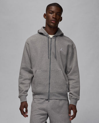 JORDAN BROOKLYN FLEECE FULL ZIP HOODIE | FV7289-091 CARBON HEATHER/WHITE