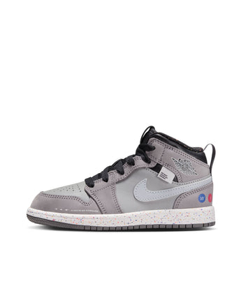 JORDAN 1 MID WINGS (PS) | FZ1207-001  GUNSMOKE/MATTE SILVER-BLACK-LASER ORANGE