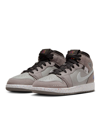 AIR JORDAN 1 MID SE (GS) | FZ1209-001 GUNSMOKE/MATTE SILVER-BLACK-LASER ORANGE