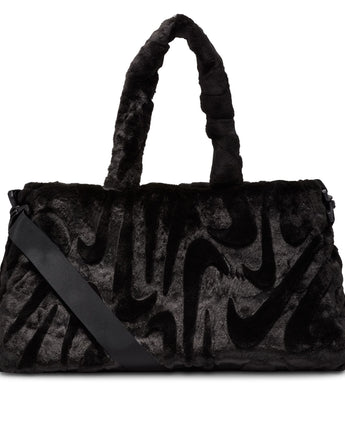 NIKE SPORTSWEAR FAUX FUR TOTE | FZ1323-010 BLACK/BLACK/METALLIC SILVER