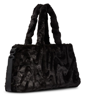 NIKE SPORTSWEAR FAUX FUR TOTE | FZ1323-010 BLACK/BLACK/METALLIC SILVER