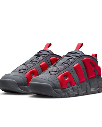 NIKE AIR MORE UPTEMPO LOW | FZ3055-002 DARK GREY/LT CRIMSON-METALLIC SILVER