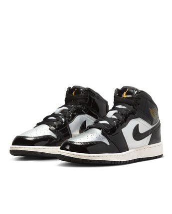 AIR JORDAN 1 MID SE (GS) | FZ3938-001 BLACK/METALLIC GOLD-METALLIC SILVER-SAIL