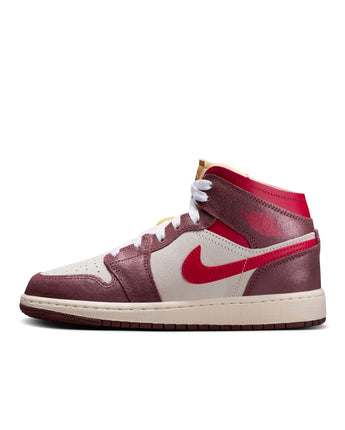 AIR JORDAN 1 MID SE (GS) | HF3196-100 COCONUT MILK/VARSITY RED-DARK PONY