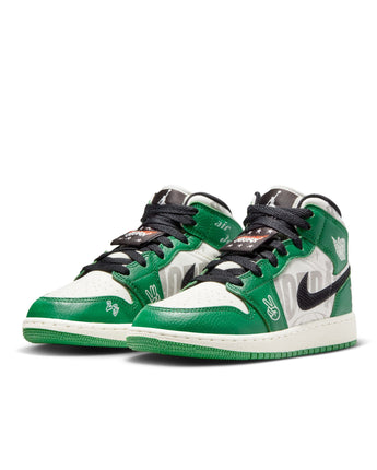 AIR JORDAN 1 MID SE (GS) | HF3200-300 PINE GREEN/SAIL-BLACK-TEAM ORANGE