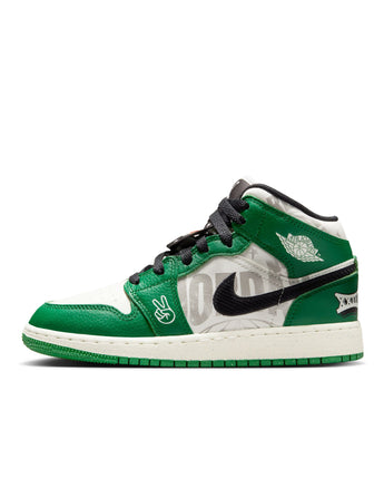AIR JORDAN 1 MID SE (GS) | HF3200-300 PINE GREEN/SAIL-BLACK-TEAM ORANGE