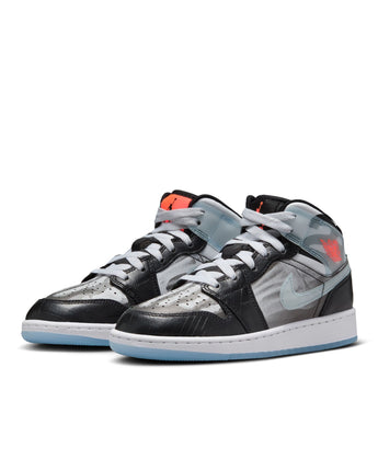 AIR JORDAN 1 MID SNEAKER SCHOOL (GS) | HF3210-001 BLACK/ICE BLUE-TOTAL CRIMSON-WHITE