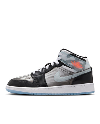 AIR JORDAN 1 MID SNEAKER SCHOOL (GS) | HF3210-001 BLACK/ICE BLUE-TOTAL CRIMSON-WHITE