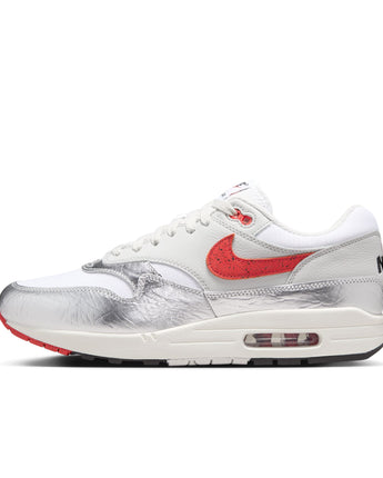 NIKE AIR MAX 1 PREMIUM | HF7746-100 WHITE/CHILE RED-METALLIC SILVER