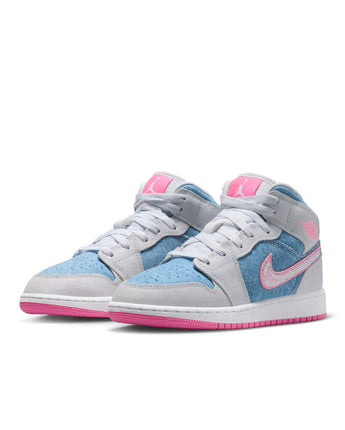 AIR JORDAN 1 MID SE (GS) | HQ1999-400 COBALT BLISS/PINK GLOW-WHITE