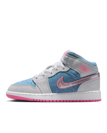 AIR JORDAN 1 MID SE (GS) | HQ1999-400 COBALT BLISS/PINK GLOW-WHITE