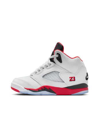 AIR JORDAN 5 RETRO "FIRE RED BLACK TONGUE" (PS) | HQ7979-101 WHITE/FIRE RED-BLACK