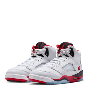 AIR JORDAN 5 RETRO "FIRE RED BLACK TONGUE" (GS) | HQ7980-101 WHITE/FIRE RED-BLACK