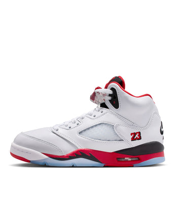 AIR JORDAN 5 RETRO "FIRE RED BLACK TONGUE" (GS) | HQ7980-101 WHITE/FIRE RED-BLACK
