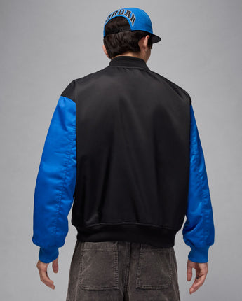 JORDAN BROOKLYN VARSITY JACKET | HV0099-010 BLACK/SPORT BLUE/BLACK