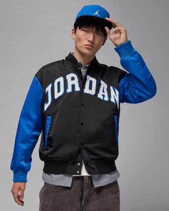 JORDAN BROOKLYN VARSITY JACKET | HV0099-010 BLACK/SPORT BLUE/BLACK