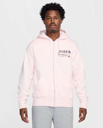 NIKE CLUB FULL-ZIP FLEECE HOODIE | HV4614-640 LIGHT SOFT PINK/DARK RAISIN