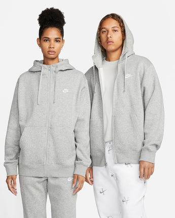 Nike Sportswear Club Fleece Men's Full-Zip Hoodie - Dark Grey Heather/Matte Silver/White