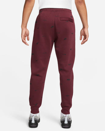 Nike Club Fleece Men's Brushed-Back Allover Print Joggers - Night Maroon/Black