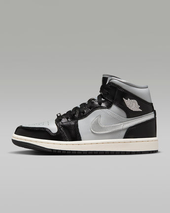 Air Jordan 1 Mid SE Women's Shoes - Black/Light Smoke Grey/Sail/Metallic Silver