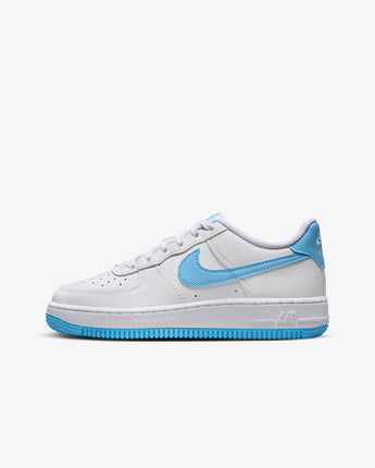 Nike Air Force 1 Big Kids' Shoes - White/White/Aquarius Blue